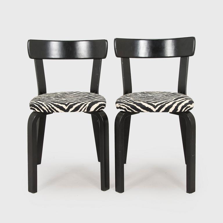 Alvar Aalto, stolar, 6 st, modell 69, Artek, 1900-tal.