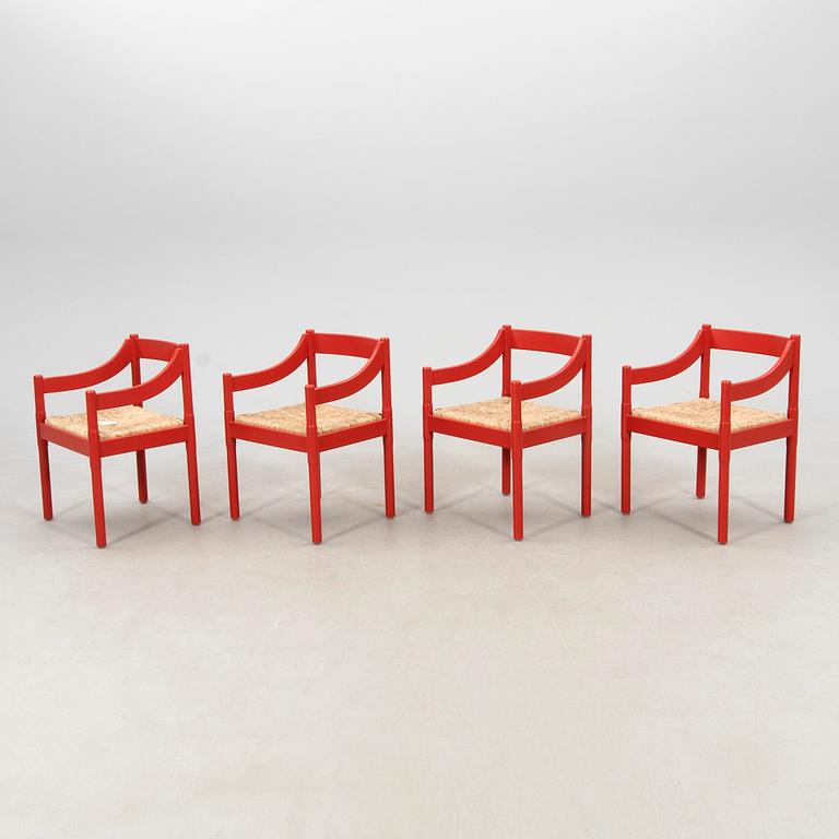 Vico Magistretti, four "Carimate" armchairs by Cassina, Italy, late 20th century.