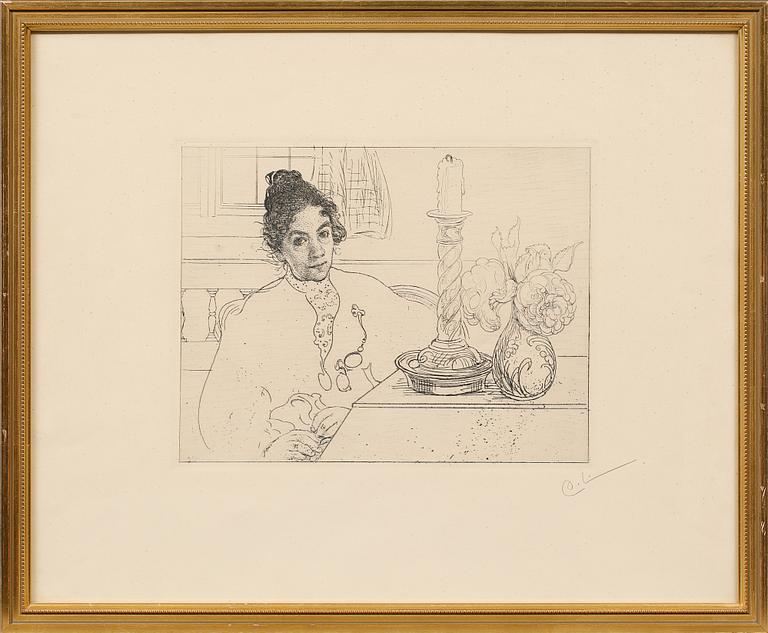 CARL LARSSON, etsning, monogramsignerad.