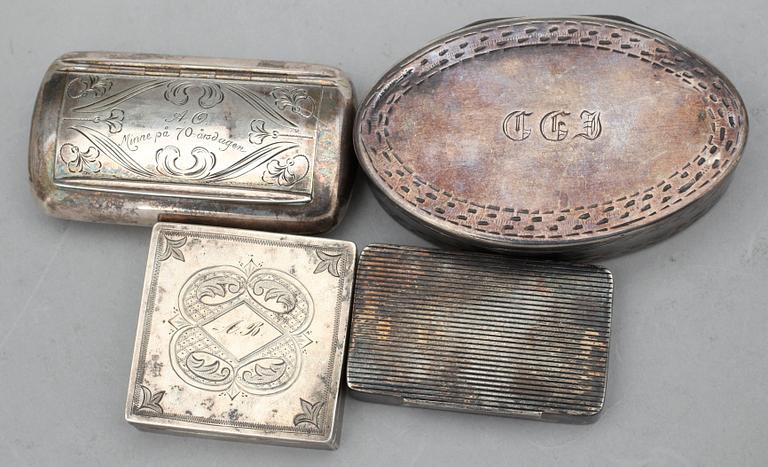 DOSOR, 4 st, silver, bl.a. Karl Andersson, 1915, totalt vikt ca 198 gram.