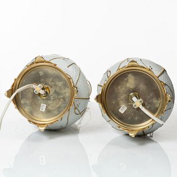 A pair of porcelain table lamps, Carpié, Italy.