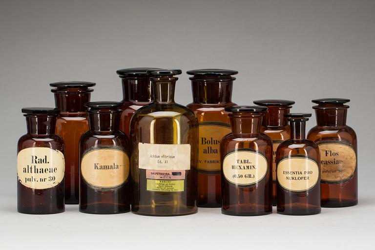 APOTEKSGLAS, 10 st. Enligt uppgift " Apoteket Svanen" Limhamn.