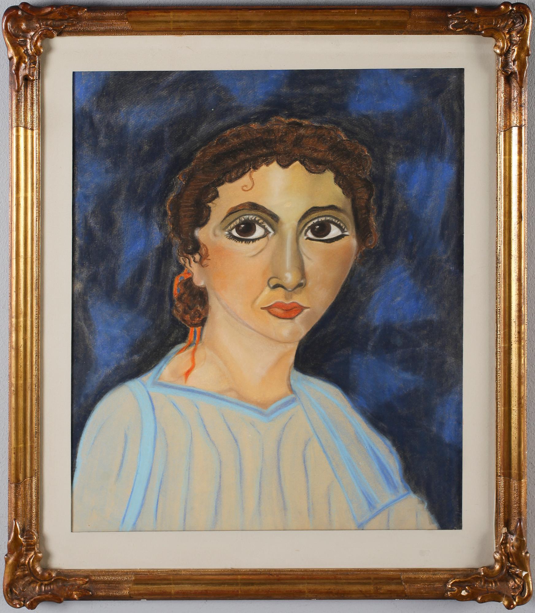 OKÄND KONSTNÄR, pastell, otydligt signerad, 1900-talets första hälft.