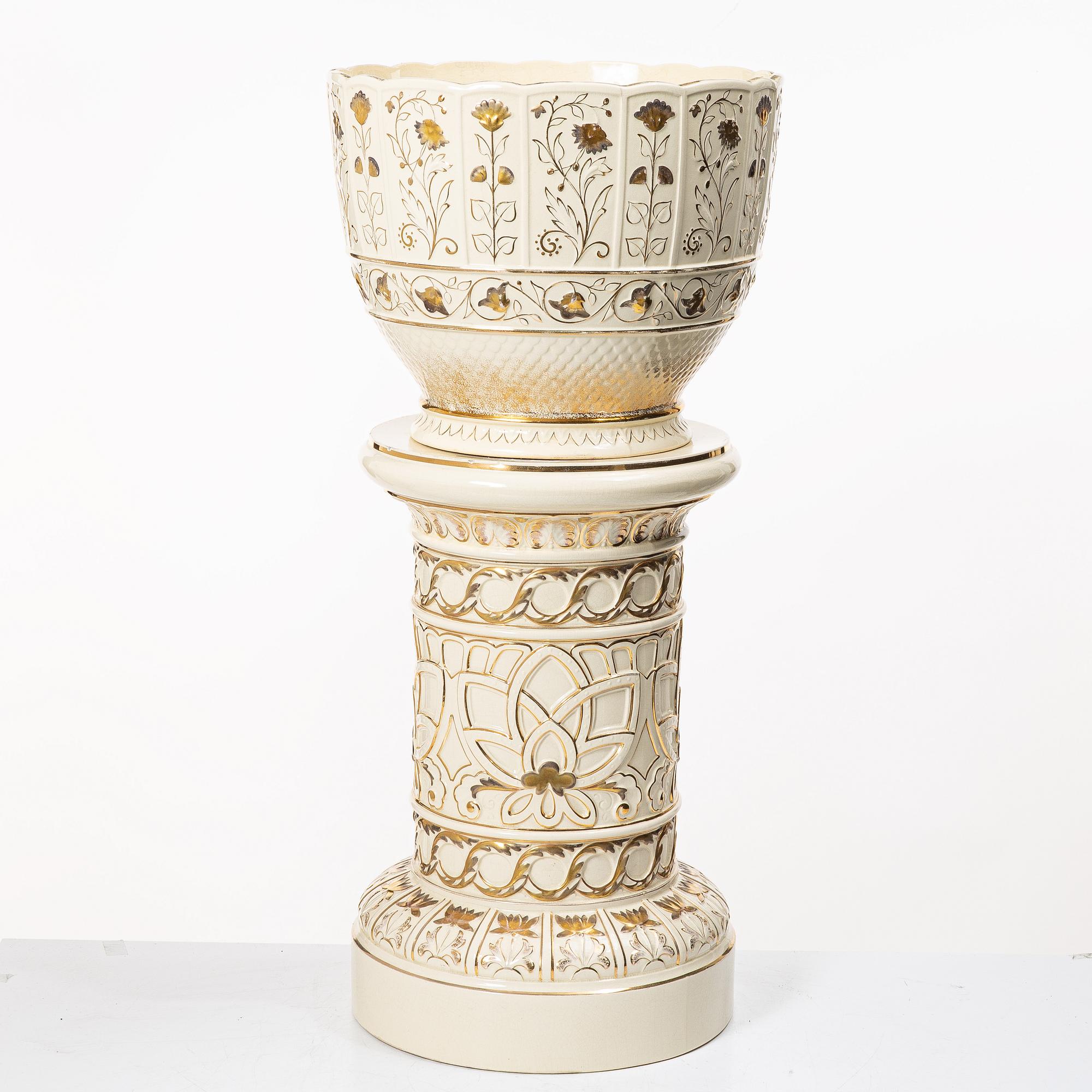 Pot on pedestal, Jugend, Rörstrand, early 20th century.