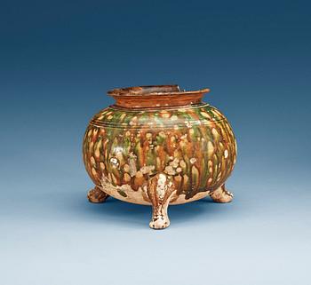 1251. A sancai glazed tripod censer, Tang dynasty (618-907).