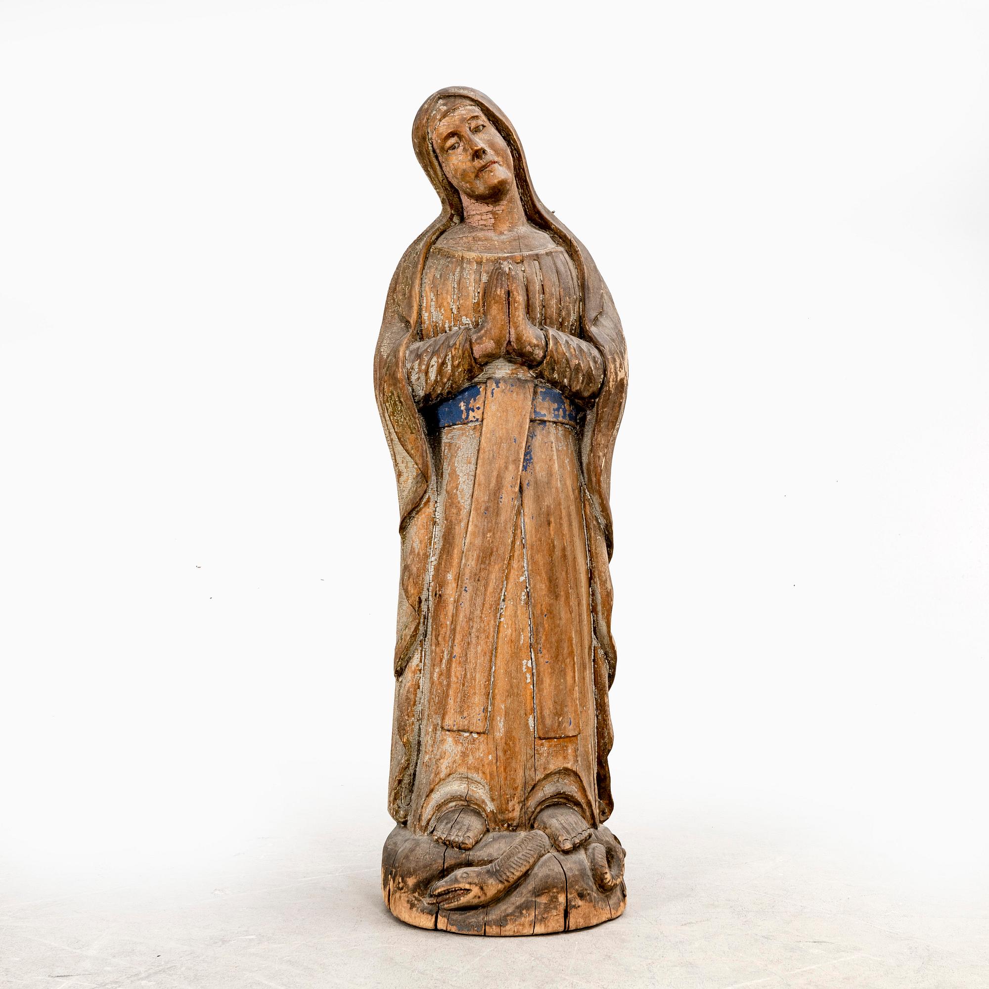 A French 19th century wooden Madonna.