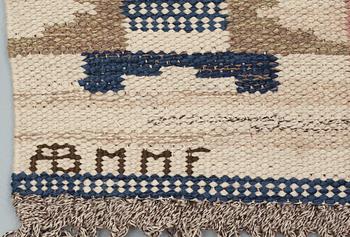 RUG. "Rutmattan". Flat weave (Rölakan). 195 x 144 cm. Signed AB MMF.