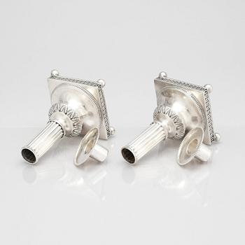 Mikael Nyberg, ljusstakar, ett par, silver, Stockholm 1796.