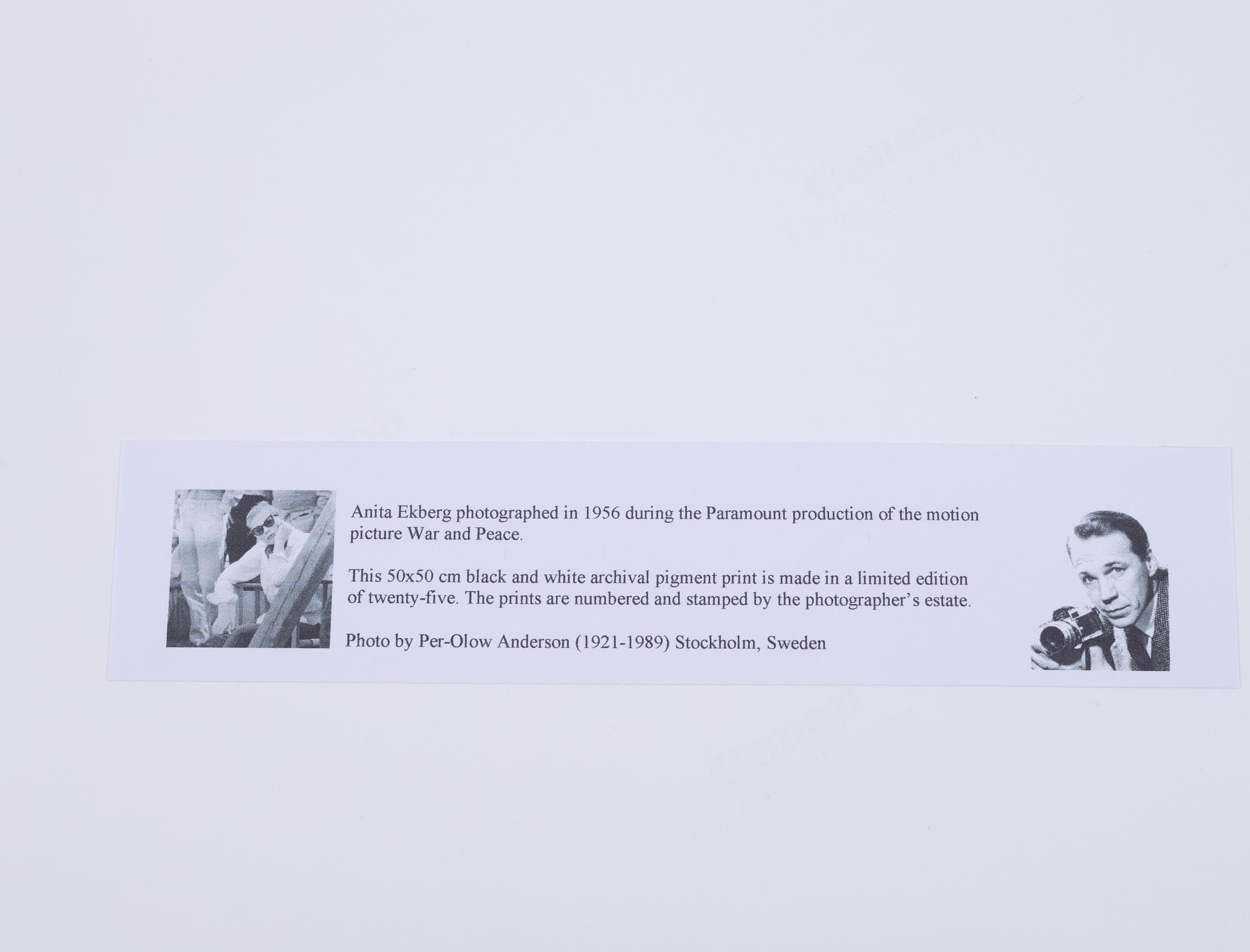 Per-Olow Anderson, 'Anita Ekberg on the set of War and Peace, 1956'.