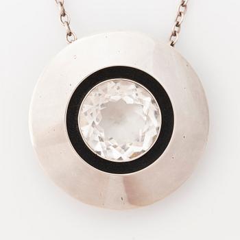 Collier silver med stor bergkristall, Niels Erik From.