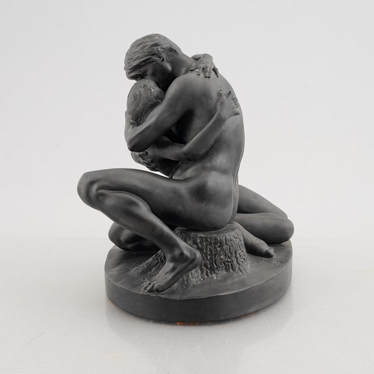 Stephan Sinding, after, a basalt sculpture, "To mennesker", 20th century.
