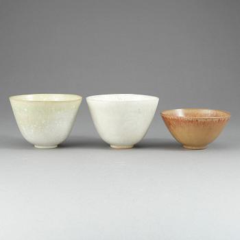 SKÅLAR, 3 st, stengods, Gunnar Nylund, Rörstrand, 1900-talets mitt.