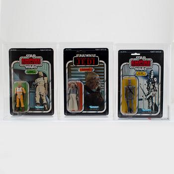 STAR WARS, Squid Head, Bossk (Bounty Hunter) ROTJ & IG-88 (Bonty Hunter)  ESB 32 back-a AFA 85 NM+, Kenner 1980-1983.