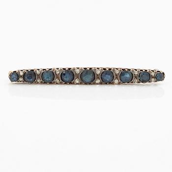 Brooch, 14K gold with sapphires and old-cut diamonds.