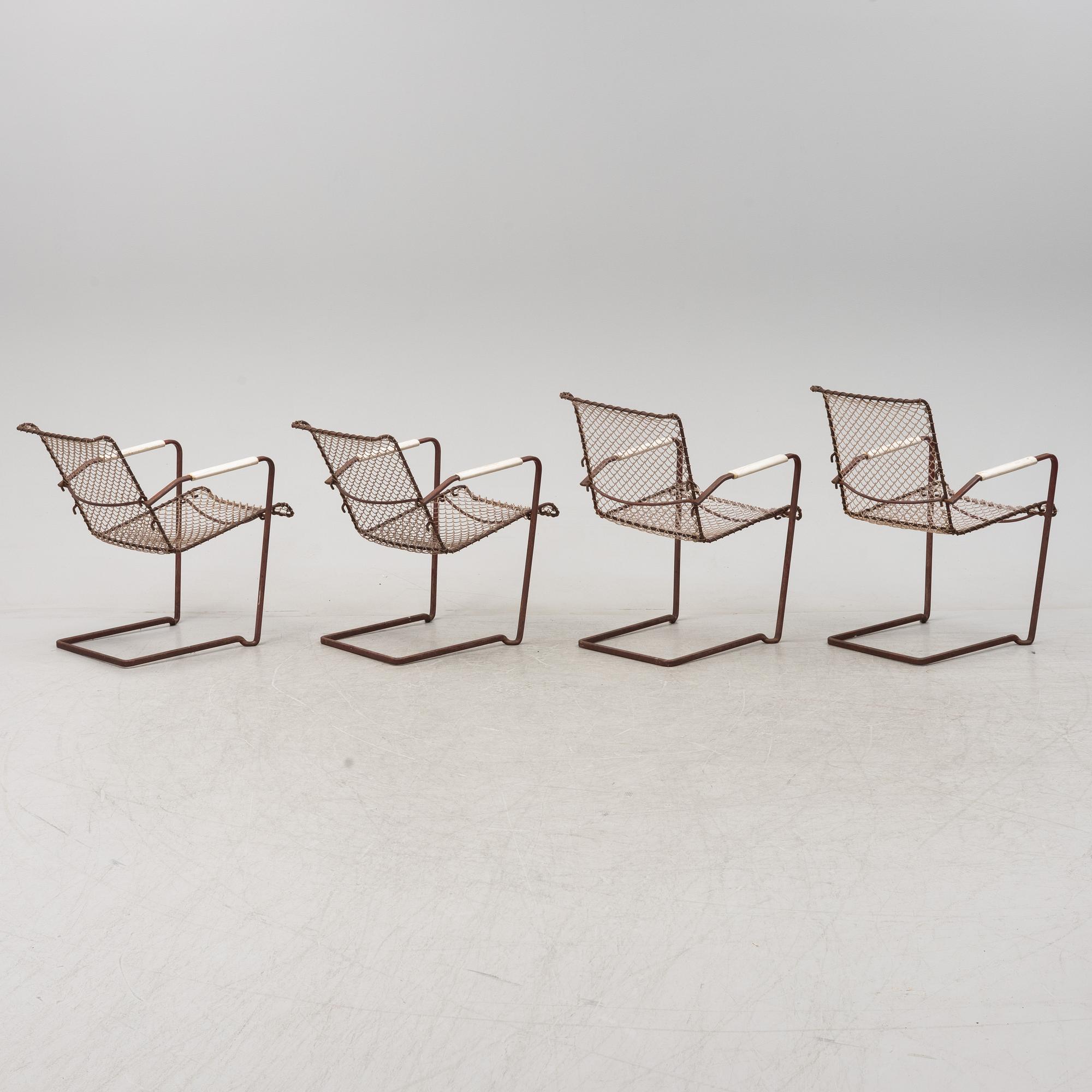 A set of four patio chairs from Grythyttan Stplmöbler, mid 20th Century.