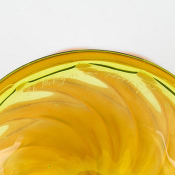 Jan-Erik Ritzman, a glass cup, Transjö, Sweden, signed.
