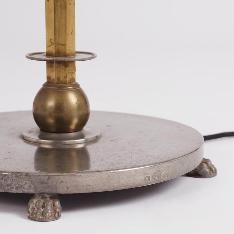 Nils Fougstedt, & Anna Petrus, a rare pewter and brass floor lamp, Svenskt Tenn, Stockholm 1929, model 763 A.