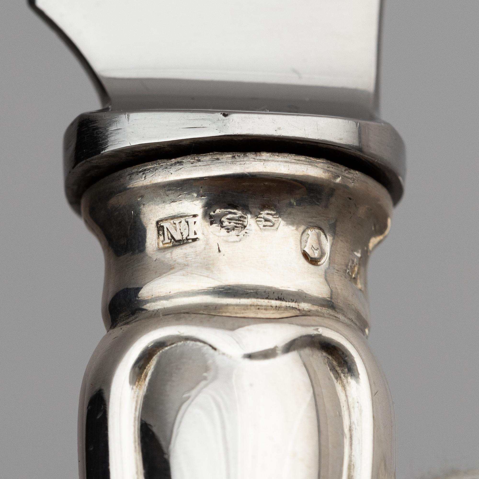 A Swedish 156 piece silver table-cutlery with wood box, mark of company Nordiska Kompaniet, Stockholm 1917.