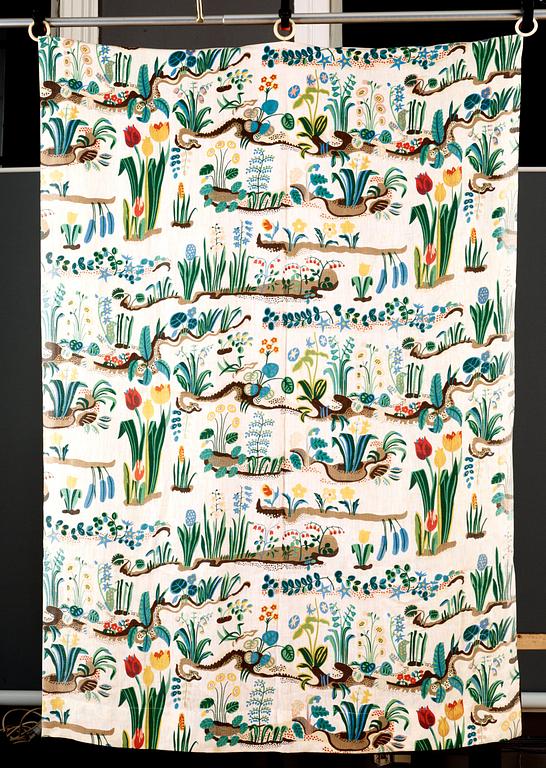 JOSEF FRANK, gardinvåder, 2 st, "Primavera", Firma Svenskt Tenn.