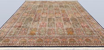 A silk carpet, Kashmir, c. 402 x 300 cm.