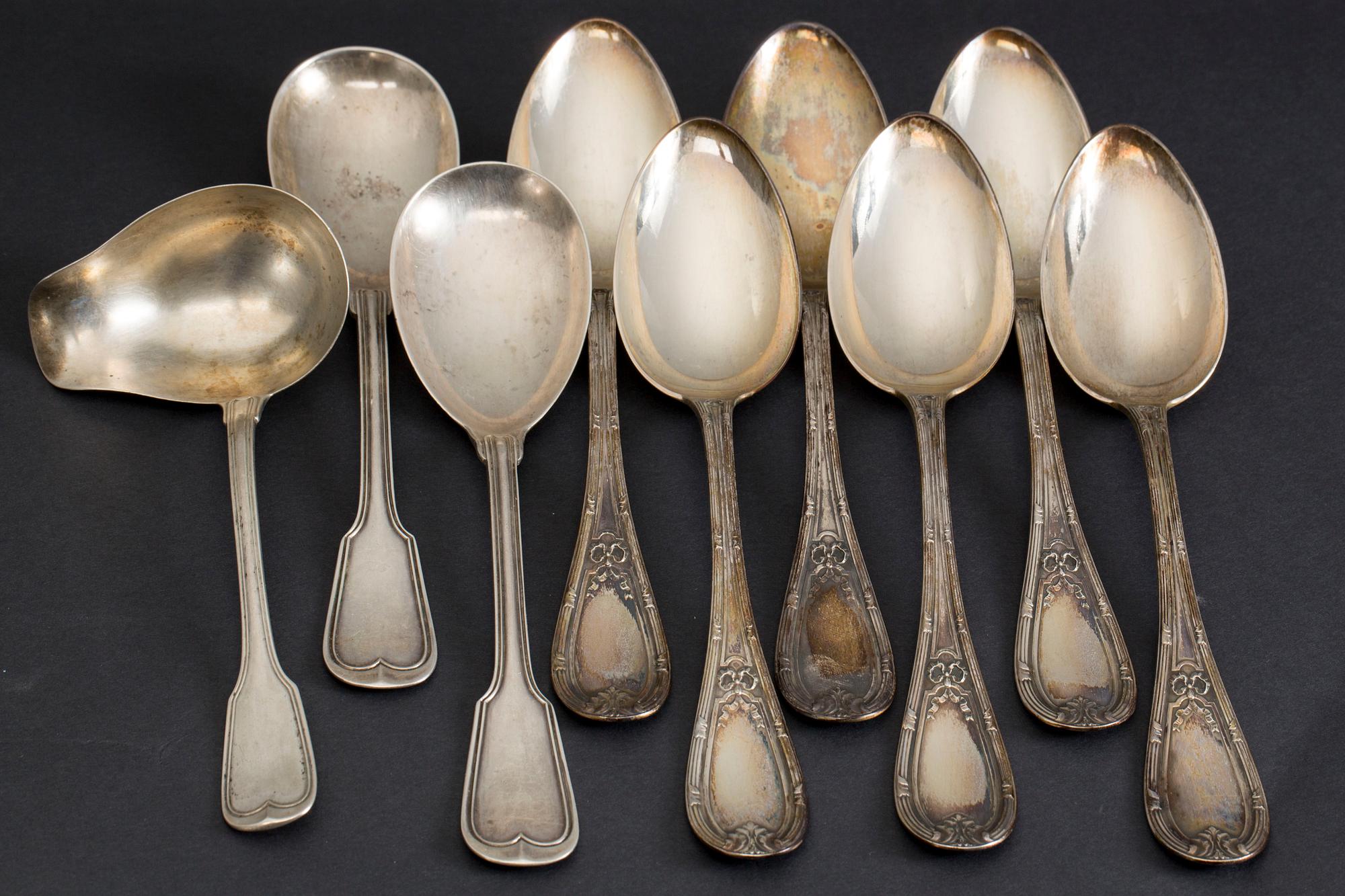 SKEDAR, 6+2+1 delar, silver. Tyskland. Ca 600 g.