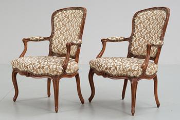 535. A pair of Louis XV armchairs, 18th Century.