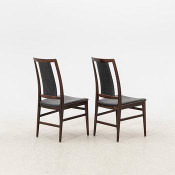 A table and four chairs in lacquered mahogany by David Rosén, "Triva-diné", middle of the 20th century.
