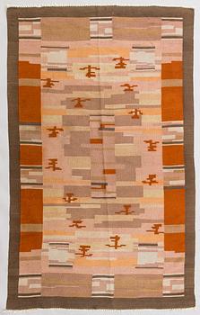 A 1930s Finnish flat weave carpet. Circa 260x160 cm.