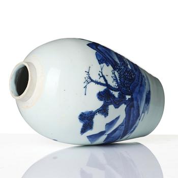 A blue and white 'landscape' vase, Transition, 17th century.