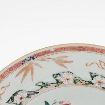 Nine Chinese porcelain dishes, Qing dynasty,  18th century and early 19th century.