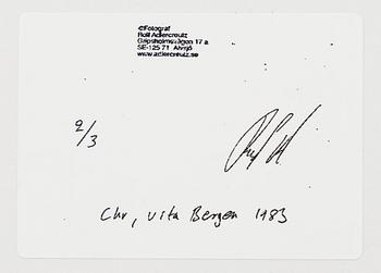 Rolf Adlercreutz, Porträtt av Christer Strömholm vid Vita bergen, 1983.