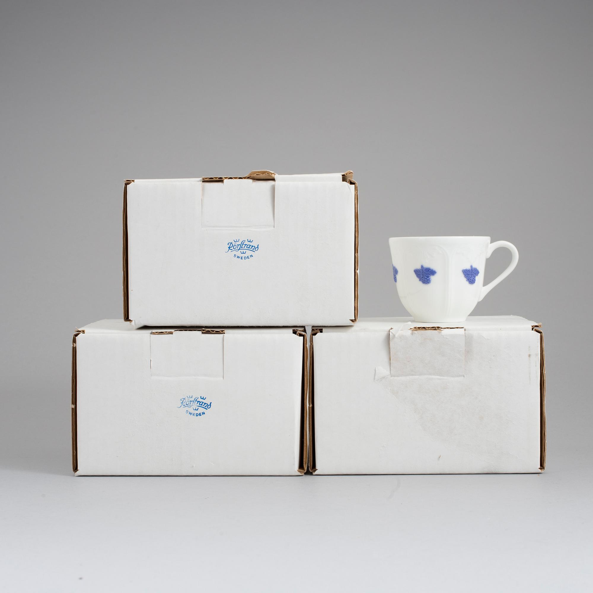 KAFFEKOPPAR, 6 st, porslin, "Blå Blom" Rörstrand.