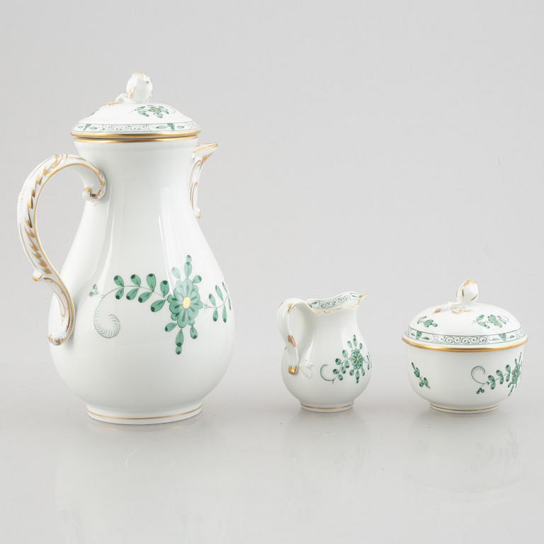 A 44-piece 'Indische Malerei Grün' porcelain service, Meissen, Germany.