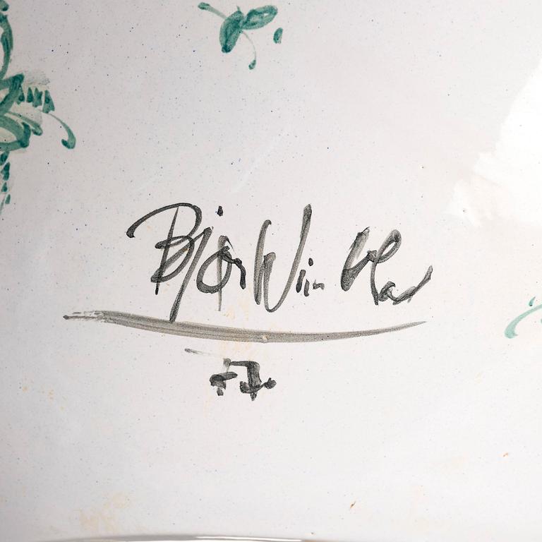 Björn Wiinblad, stor skål, glaserad keramik, Danmark, daterad 1977.
