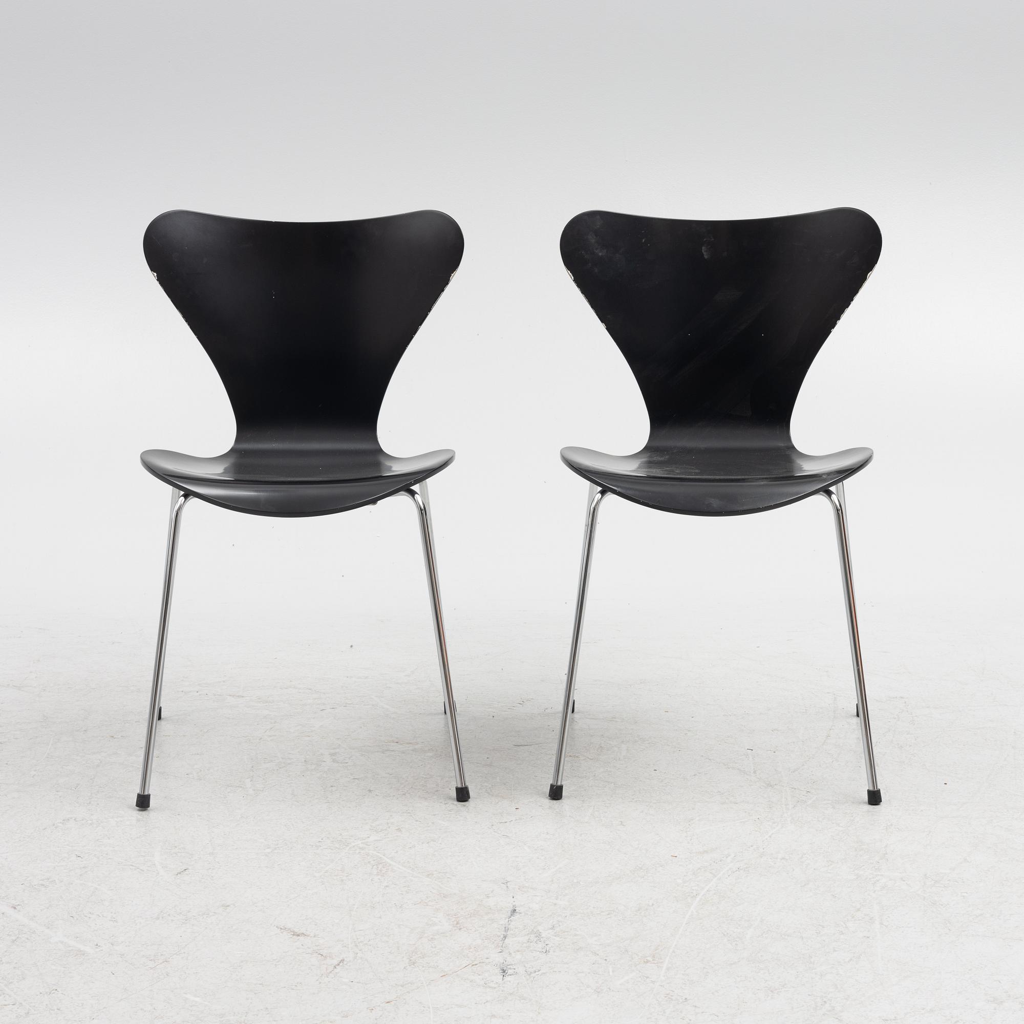 Arne Jacobsen,  stolar 6 st, "Sjuan", Fritz Hansen, 2000-tal.