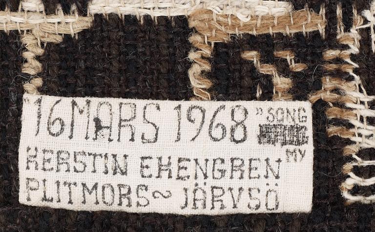 TAPESTRY. "16 MARS 1968" Song My. Double weave. 55 x 49 cm. Signerad KE (Kerstin Ekengren, Plitmors - Järvsö).