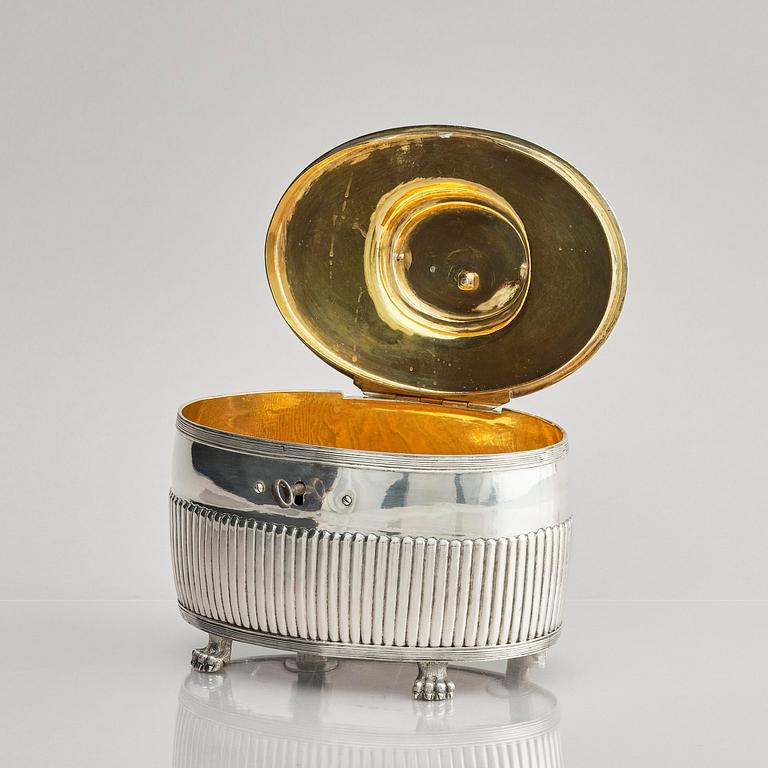 A Swedish early 19th century silver sugar casket, mark of Gustaf Folcker, Stockholm 1818.