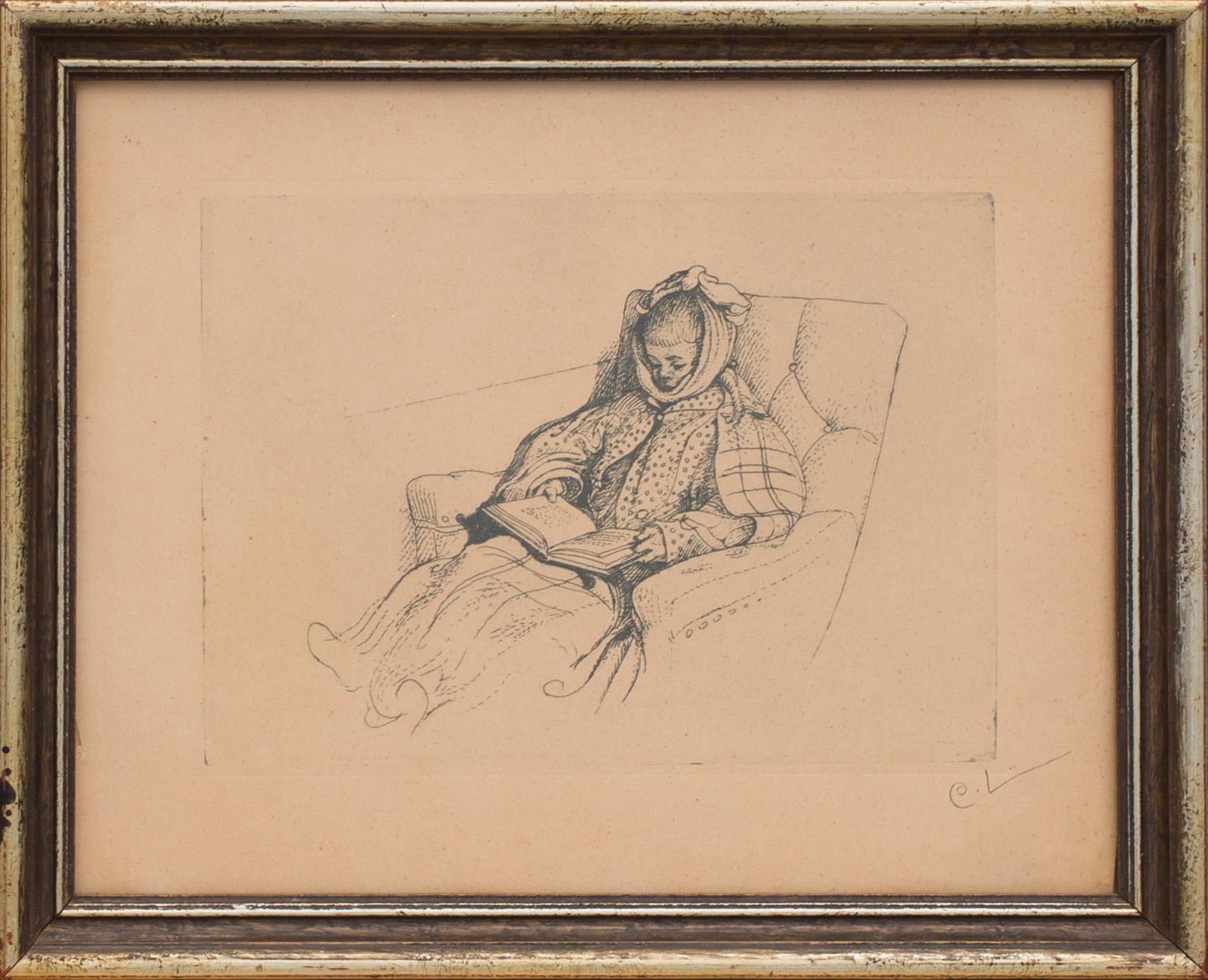 CARL LARSSON, etsning, signerad.