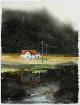 Peter Eugén, Landscape with houses and lake.