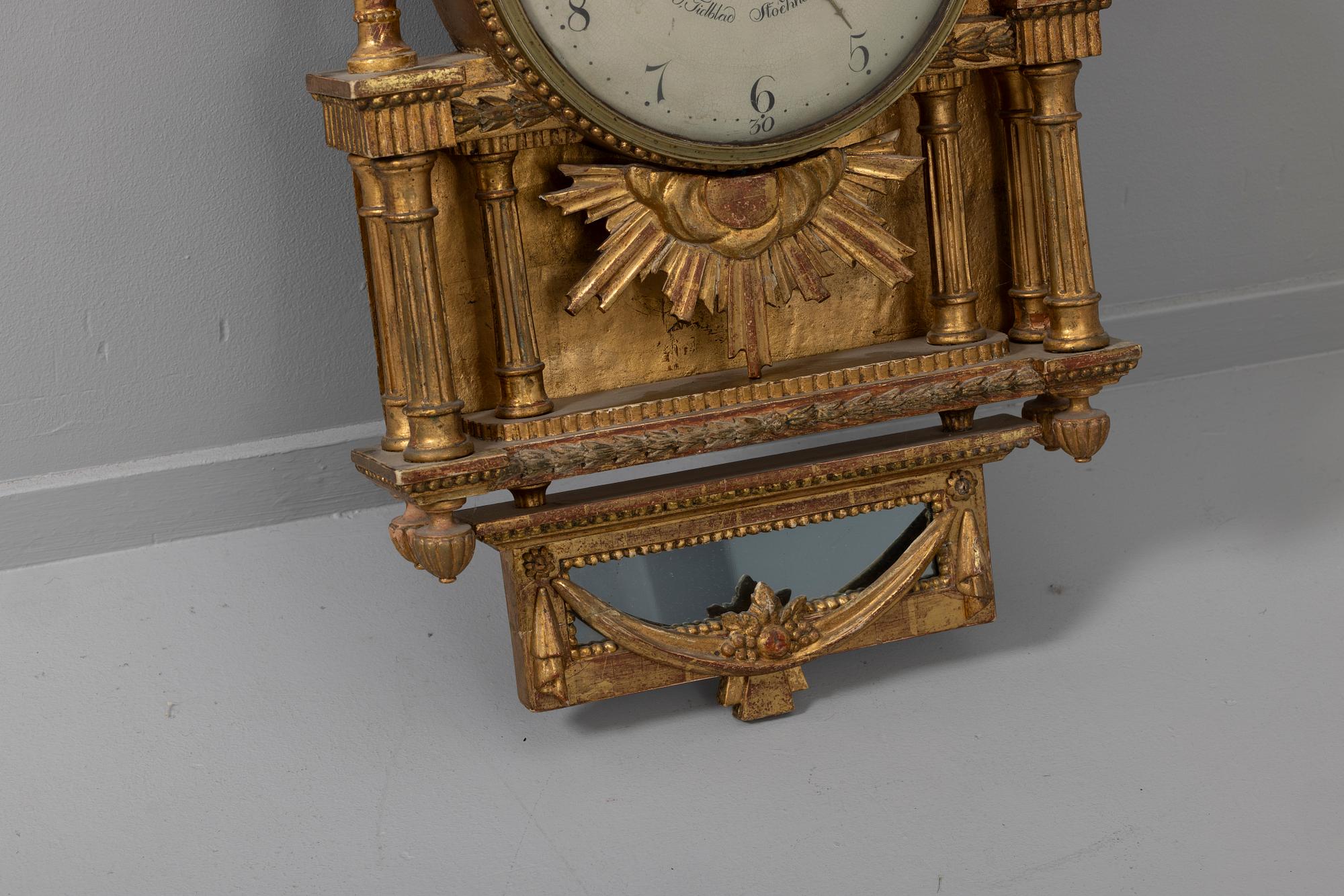 Wall-mounted clock, late Gustavian, Stockholm.
