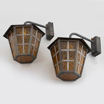 Outdoor lighting, three lamps, likely 1970s.