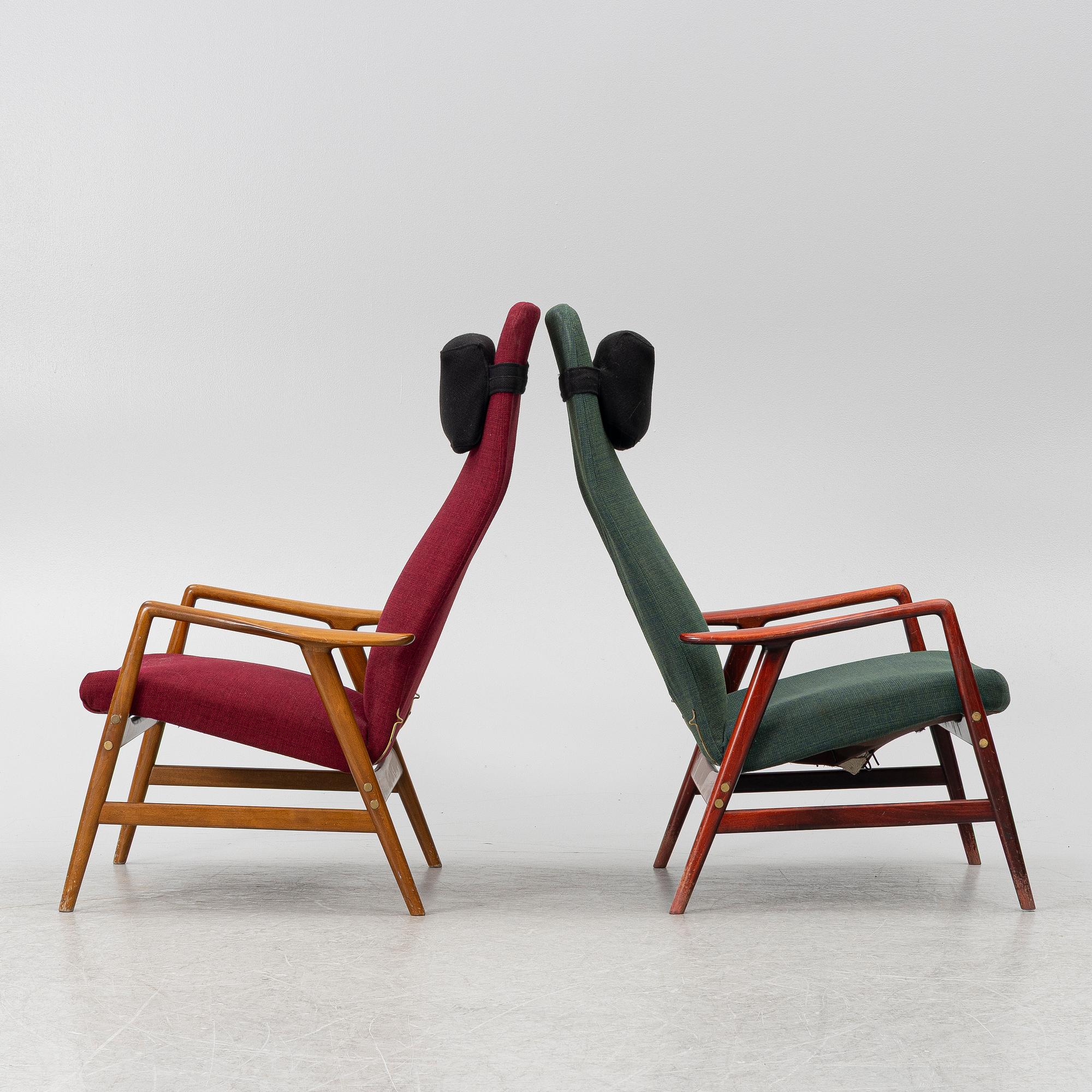 Alf Svensson, Armchairs, 2 pcs, "Contour", Ljungs Industrier, second half of the 20th century.