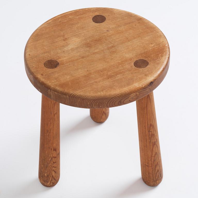 Axel Einar Hjorth, a "Skoga" stained pine stool, Nordiska Kompaniet 1930s.