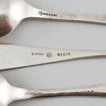 PARTI SILVER, 21 delar, mestadels utländska stämplar, 1900-tal, total vikt ca 500 g.