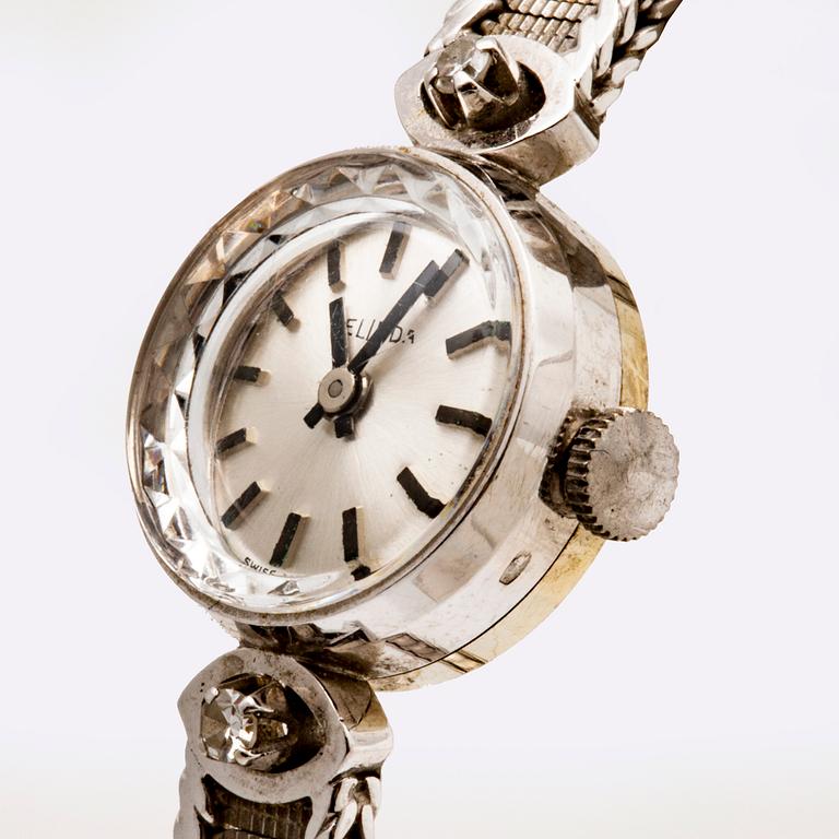 Wrietwatch Belina, 18K whitegold 2 single-cut diamonds, 15 mm, manual.