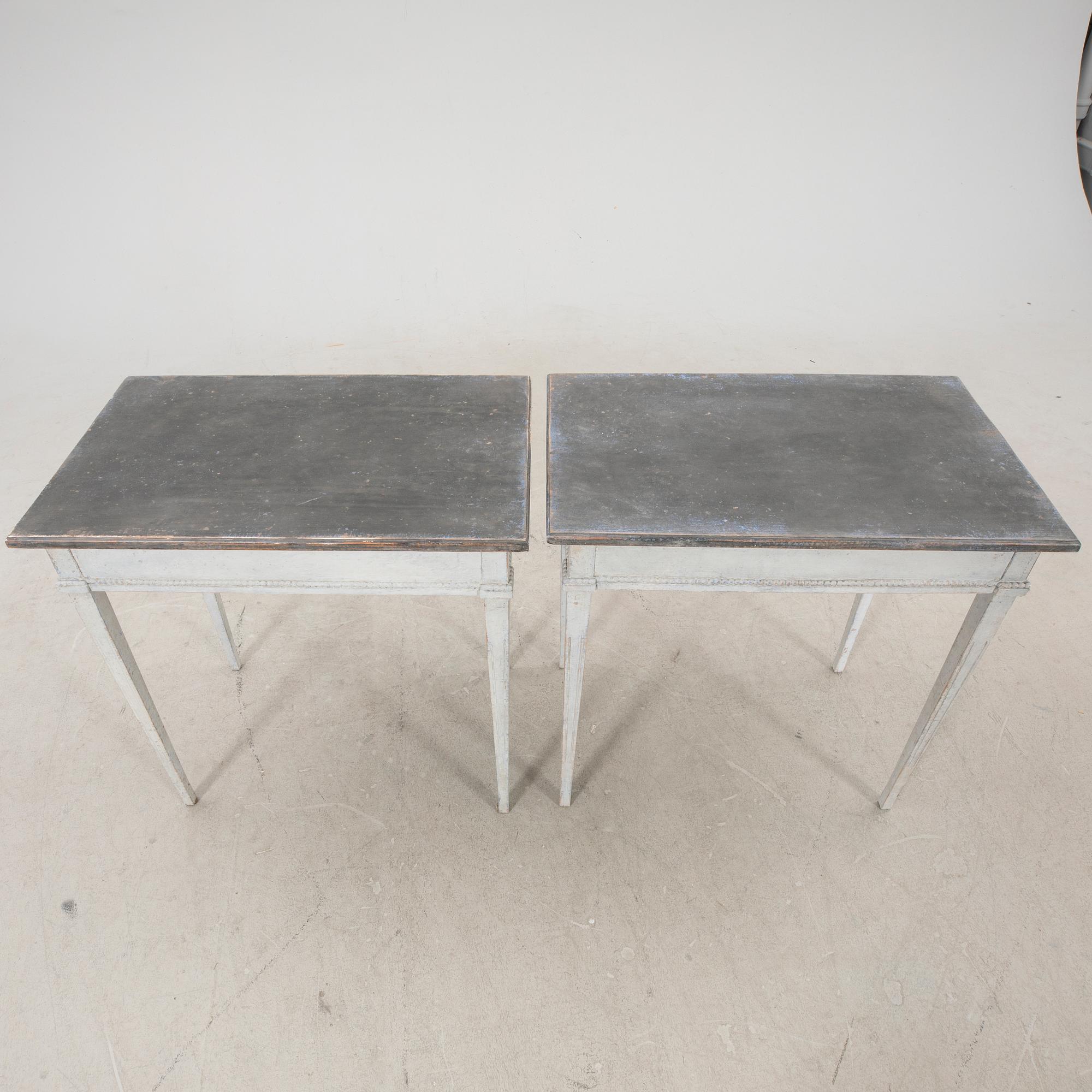 A pair of painted Gustavian style tables first half of the 20th century.
