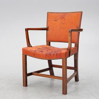 Kaare Klint, a model 3758A armchair, 'The Red chair', Rud. Rasmussen, Denmark, mid-20th Century.