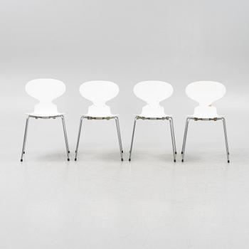 Arne Jacobsen, a set of four 'Ant' chairs, Fritz Hansen, Denmark.