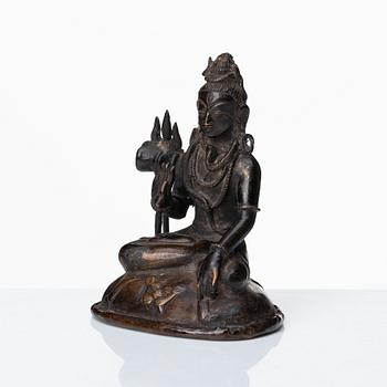 A seated bronze figure of a Hindu Mahayogi Shiva, Nepal, 20th Century.