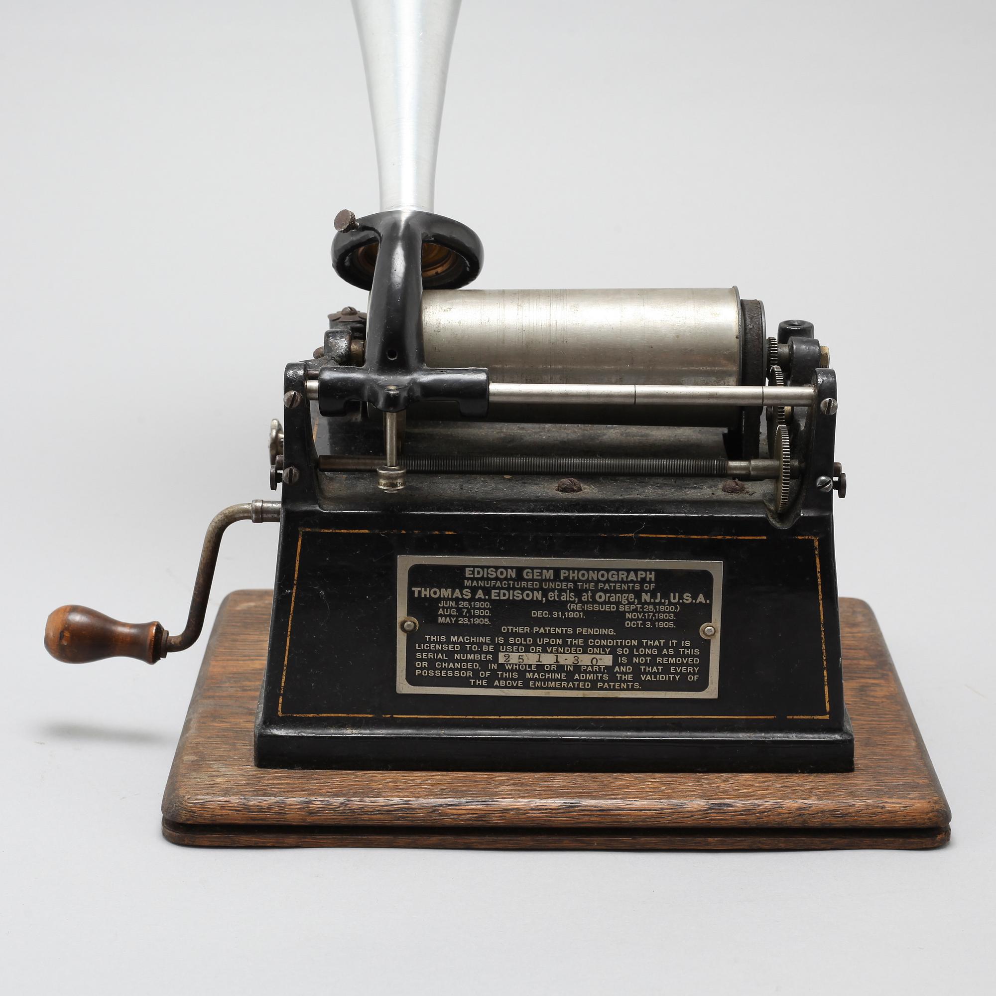 PHONOGRAPH, Edison, omkring sekelskiftet 1900.